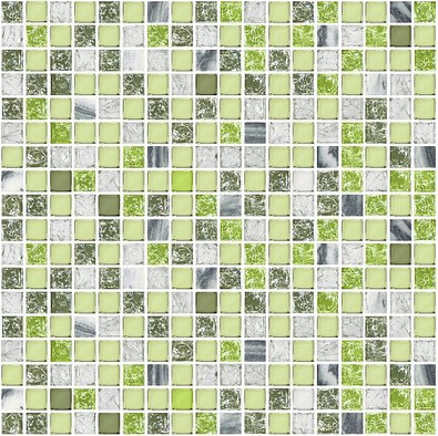 Мозаика Элара Верде MGR1502 керамика 30x30 см глянцевая чип 15х15 мм, зеленый, серый