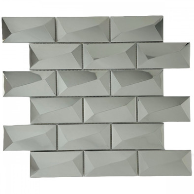 Мозаика Marble Mosaic Brick Metal нержавеющая сталь 30х30 см 3D чип 48х98 мм, серебро-silver