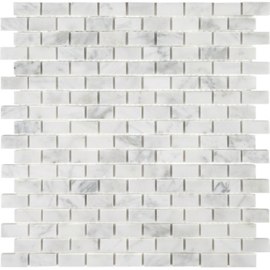 Мозаика SBW12308P камень 29x30.5 см полированная чип 15x30 мм, белый