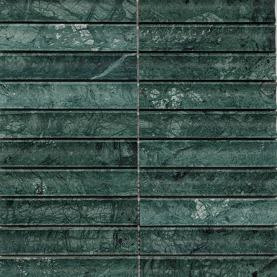 Мозаика Pixmosaic PIX 344 Spider Green, Concave, чип 30х151 мм, сетка 305х318х12 мрамор матовая зеленый