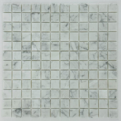Мозаика Marble Mosaic Carrara white Mat камень 30х30 см матовая чип 23х23 мм, белый, серый