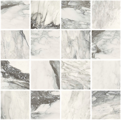 Мозаика Etoile Renoir Glo 6 mm Mos 7,5x7,5 (761825) 30x30 керамогранит полированная, белый, серый
