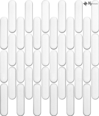 Мозаика R-341 керамика глянцевая 30х30 см чип 23х98 мм, белый