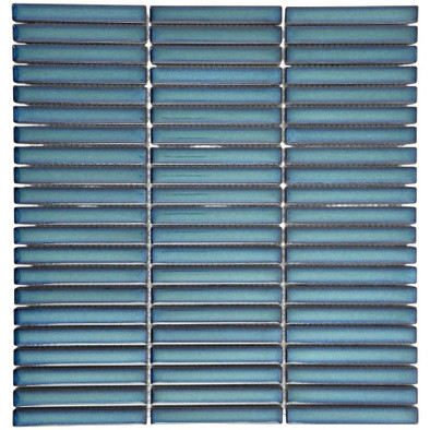 Мозаика Marble Mosaic Kit-Kat Lagoon керамика 28.2х29.4 см полированная чип 12x92 мм синий