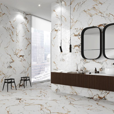 Декор Calacatta Brillante Decor Flujo Rectificado 30х90 Novacera глянцевый керамический LE 93933-F46