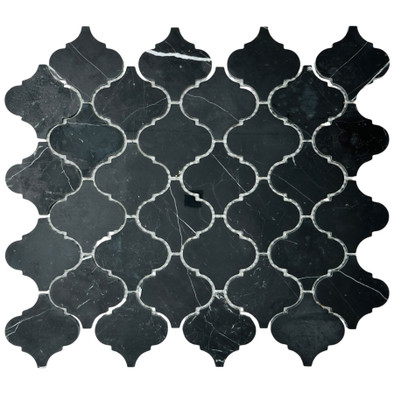 Мозаика Marble Mosaic Arabesco Nero Marquina Pol камень 27.8х32.5 см полированная чип 68х68 мм, черный