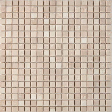 Мозаика из мрамора Cream Marfil PIX234, чип 15x15 мм, сетка 300х300x4 мм матовая, бежевый