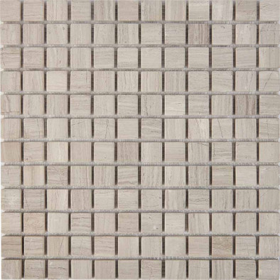 Мозаика из мрамора White Wooden PIX256, чип 23x23 мм, сетка 305х305x6 мм матовая, бежевый