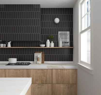 Настенная плитка Costa Nova Onda Black Matt 5x20 Equipe матовая керамическая 28521