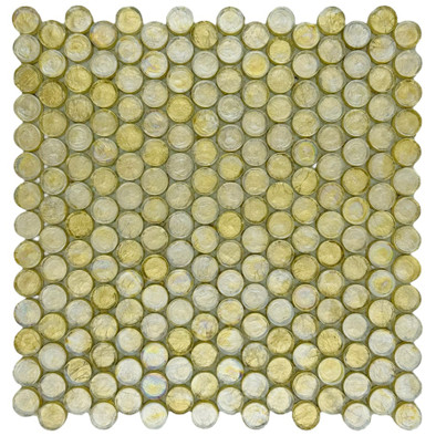 Мозаика Marble Mosaic Round Lux Gold стекло 30х30 см глянцевая чип 20x20 мм, золотой-oro-gold