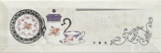 Декор Monopole Petra Decor Pranzo Silver B 10x30, глянцевый керамический