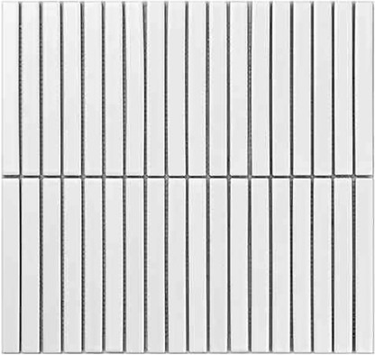 Мозаика Porcelain mosaic Mosaic 1.5х14.5 Y15F801 Белый матовый керамогранит 29.4х31.3 см чип 15х145 мм