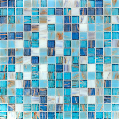 Мозаика Imagine Lab ML45016 стекло 32.7х32.7 см глянцевая чип 23х23 мм, белый, голубой, синий