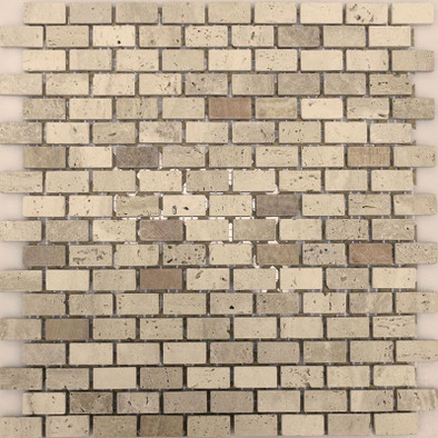 Мозаика К-705 травертин+мрамор 29.8х29.8 см матовая чип 15х15 мм, бежевый, коричневый