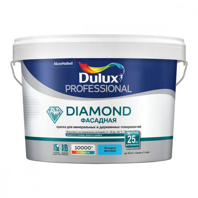Dulux Diamond фасадная краска для минеральных и деревянных поверхностей, матовая, база BW (2.5 л)