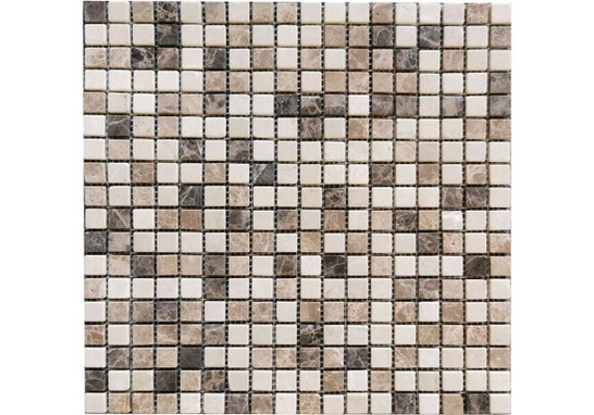 Мозаика Miconos Tum мрамор 30.5х30.5 см матовая чип 1.5x1.5 мм, бежевый, коричневый