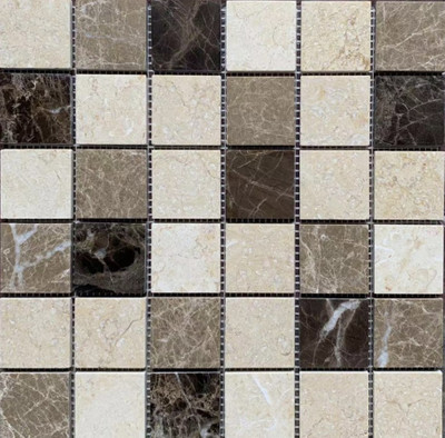 Мозаика Marble Mosaic Mix stone 1 Mat камень 30.5х30.5 см матовая чип 48х48 мм, коричневый, бежевый