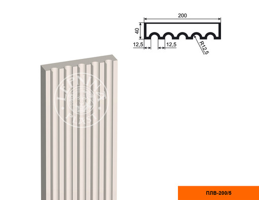 Лепнинапласт Пилястра ПЛВ-200/5 (тело) фасадная полистирол 200х2000х40 мм