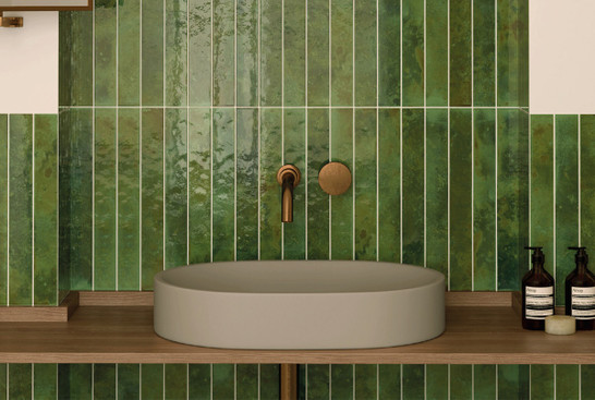 Настенная плитка Bali Green 5x40 Equipe глянцевая керамическая 31546
