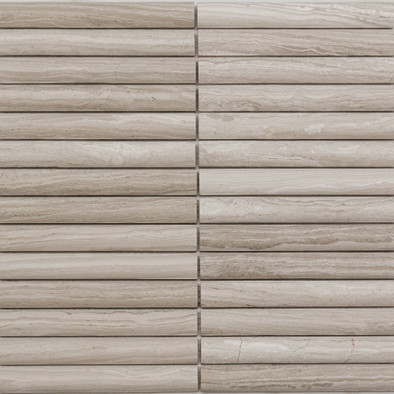 Мозаика Pixmosaic PIX 348 White Wooden, Convex, чип 20х151 мм, сетка 300х305х12 мрамор матовая бежевый
