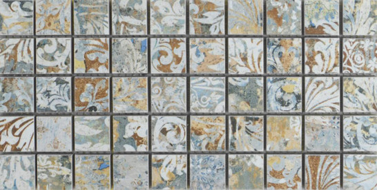 Мозаика Mk.CarpetVestigeNat.X3х3 керамогранит 15х30 см матовая чип 3х3 мм, голубой