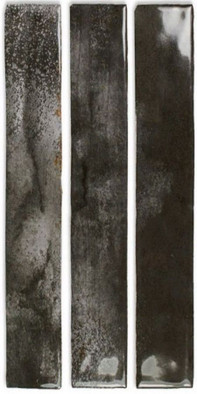 Настенная плитка Enamel Charcoal 5x25 см DNA Tiles 123144 глянцевая керамическая