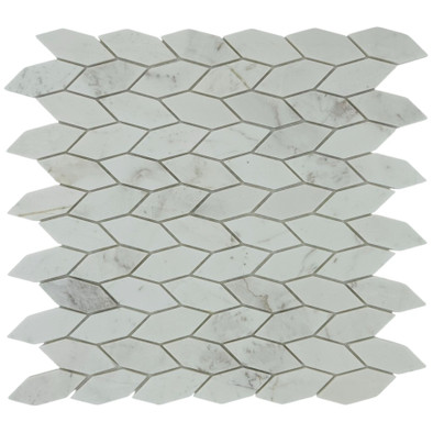 Мозаика Marble Mosaic Twist Volakas White Pol камень 31.5х33 см полированная, серый, белый