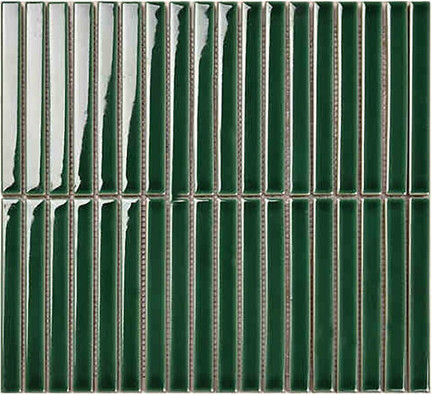 Мозаика Porcelain mosaic Mosaic 1.5х14.5 Y15F340 Зеленый глянцевый керамогранит 29.4х31.3 см чип 15х145 мм