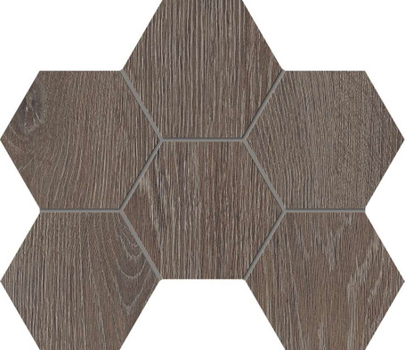 Мозаика KW03 Hexagon 25x28,5 cтруктурированная керамогранит Estima Kraft Wood, коричневый 70623