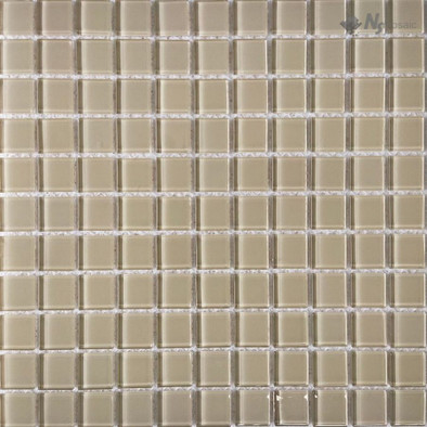 Мозаика S-468 стекло 30х30 см глянцевая чип 25х25 мм, бежевый