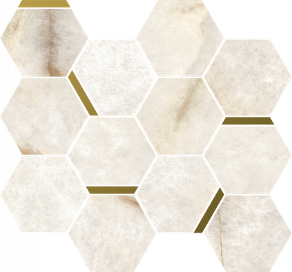 Мозаика Stellaris Crystal Pure Mosaico Chic керамогранит 28.3х32.8 см Italon матовая, бежевый, золотой-oro-gold 620110000223