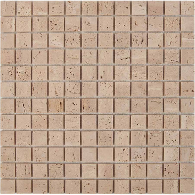 Мозаика из травертинаTravertine PIX258, чип 23х23 мм, сетка 300х300х4 мм матовая, бежевый