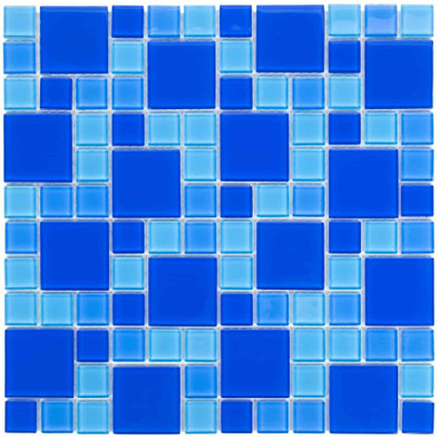 Мозаика стеклянная Aquaviva Cristall Dark Blue DCM305 30х30 см глянцевая чип 23х48 мм, голубой, синий 017602 фото Мозаика стеклянная Aquaviva Cristall Dark Blue DCM305 30х30 см глянцевая чип 23х48 мм, голубой, синий 017602