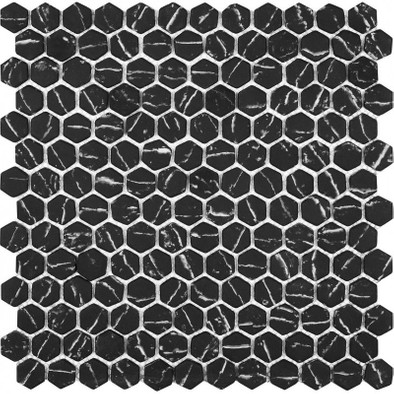 Мозаика AGHG23-BLACK стекло 29.3х29.7 см матовая чип 23х26 мм, черный