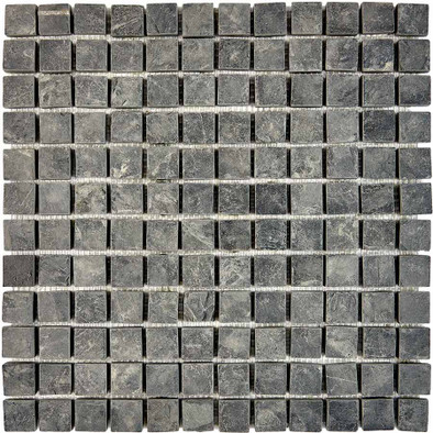 Мозаика из сланца Slate Black PIX297, чип 23х23 мм, сетка 305х305 мм природная, серый
