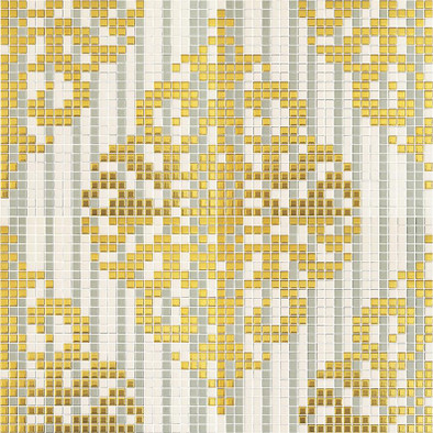 Мозаика Baro001 керамика 30х30 см Appiani Tessuti матовая чип 12х12 мм, белый, желтый, серый