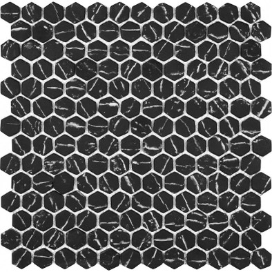 Мозаика AGHG23-BLACK стекло 29.3х29.7 см матовая чип 23х26 мм, черный