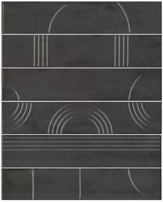Панно KMP3STA009RN6X Мажорель Чёрный глянцевый (из 6 частей 6х28,5) 36x28,5x1 Kerama Marazzi керамическое
