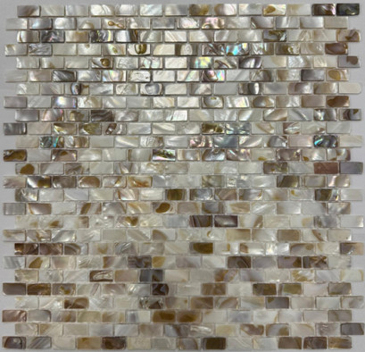 Мозаика Pixmosaic PIX771 из натурального перламутра, 29х30 см полированная чип 10х20 мм, бежевый, коричневый