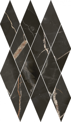 Мозаика Stellaris Absolut Black Mosaico Diamond керамогранит 28х48 см Italon полированная, бежевый, серый, черный 620110000208