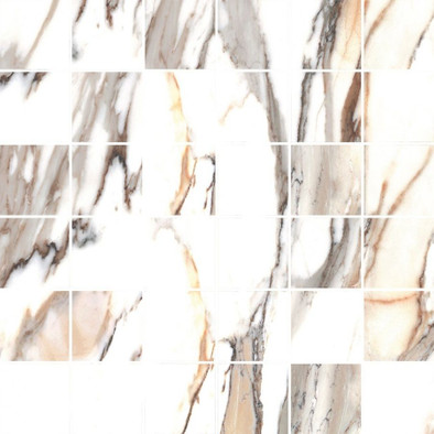 Мозаика Mosaic Calacatta Gold Poler 29.7x29.7 керамогранит полированная, бежевый, белый, серый