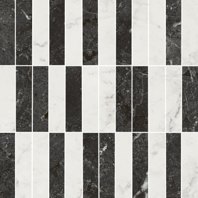 Декор KMD2MSA003BR Тубкаль Мозаичный Микс Чёрный Белый глянцевый обрезной 30х30 Kerama Marazzi керамический