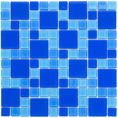 Мозаика стеклянная Aquaviva Cristall Dark Blue DCM305 30х30 см глянцевая чип 23х48 мм, голубой, синий 017602 фото Мозаика стеклянная Aquaviva Cristall Dark Blue DCM305 30х30 см глянцевая чип 23х48 мм, голубой, синий 017602