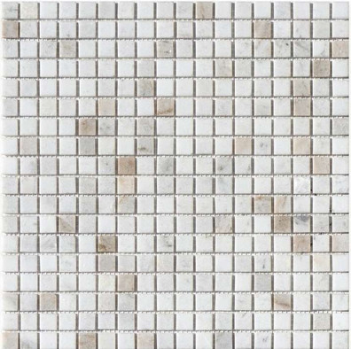 Мозаика Orro Mosaic Valentino Bianco Pol мрамор 30.5х30.5 см полированная чип 15х15 мм, бежевый, белый