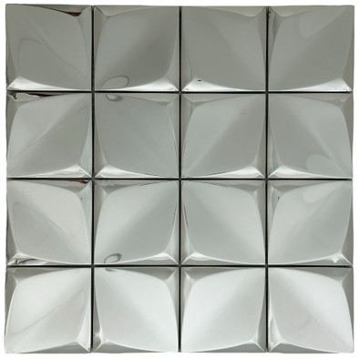 Мозаика Marble Mosaic Origami Silver нержавеющая сталь 30х30 см 3D чип 75х75 мм, серебро-silver