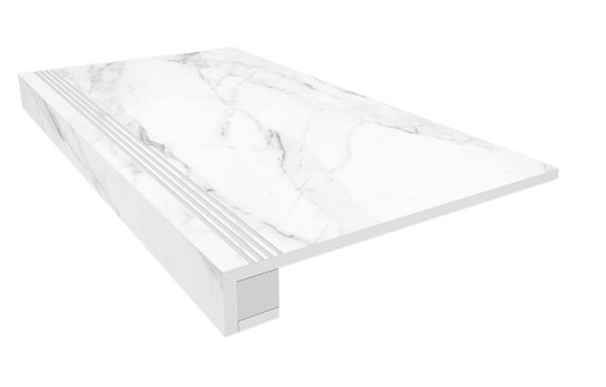 Комплект (Ступень SM01 (33x120) непол. (прямоугол. бортик) + Подступенок (14,5x120)) матовый