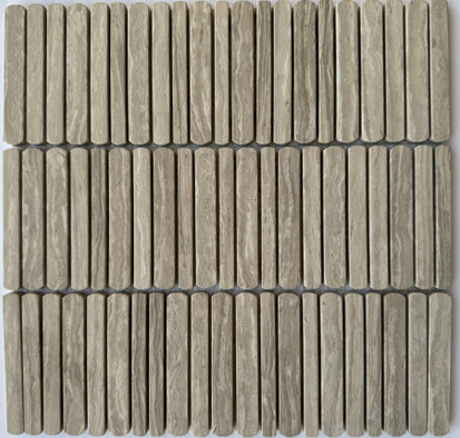 Мозаика Pixmosaic PIX 357 White Wooden, чип 10/12/15х100 мм, сетка полированная мрамор бежевый