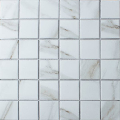 Мозаика Calacatta Gold-48 керамогранит 30.6х30.6 см матовая чип 48х48 мм, белый, золото