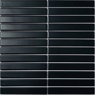 Мозаика P-531 керамика 29.6х30 см матовая чип 22х145 мм, черный