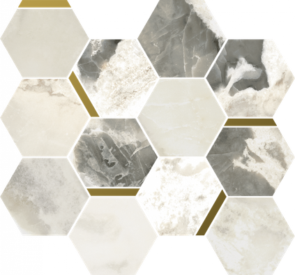Мозаика Stellaris Dover Light Mosaico Chic керамогранит 28.3х32.8 см Italon матовая, белый, золотой-oro-gold, серый 620110000227